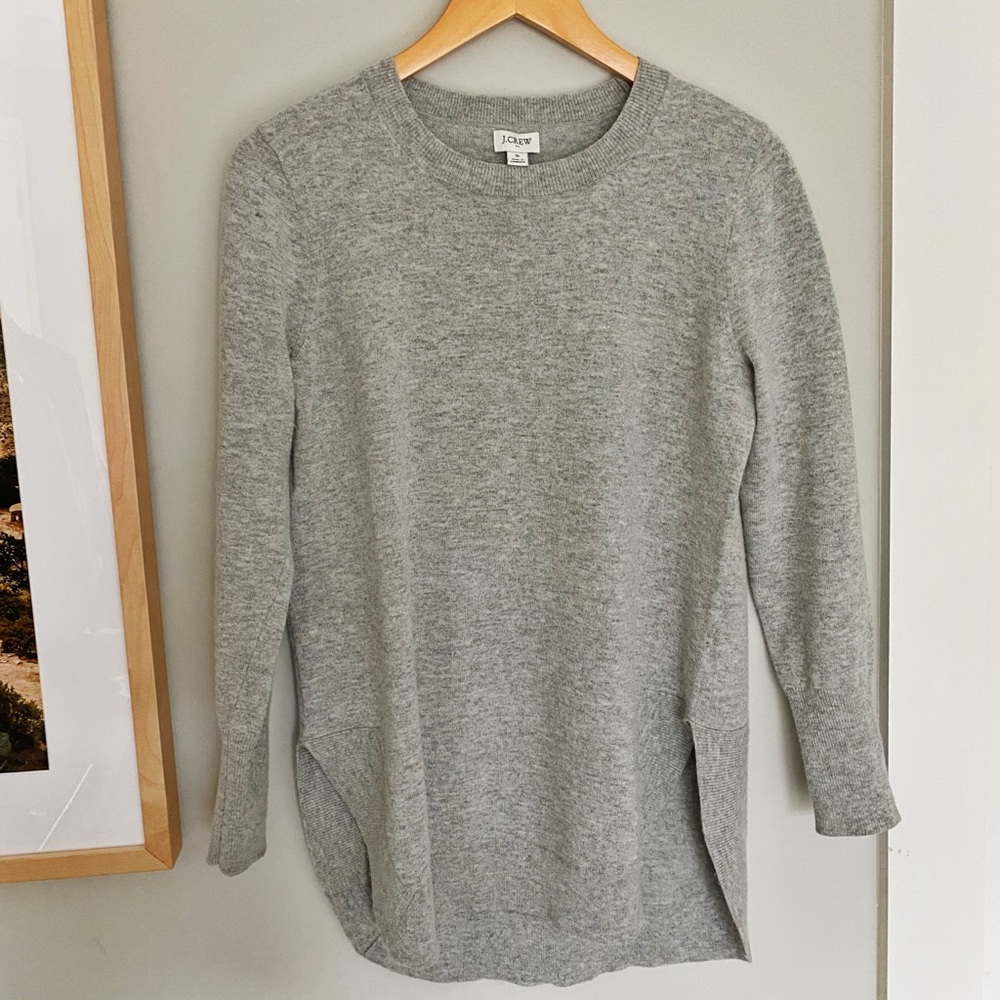 J. Crew Gray Wool Blend Tunic Sweater